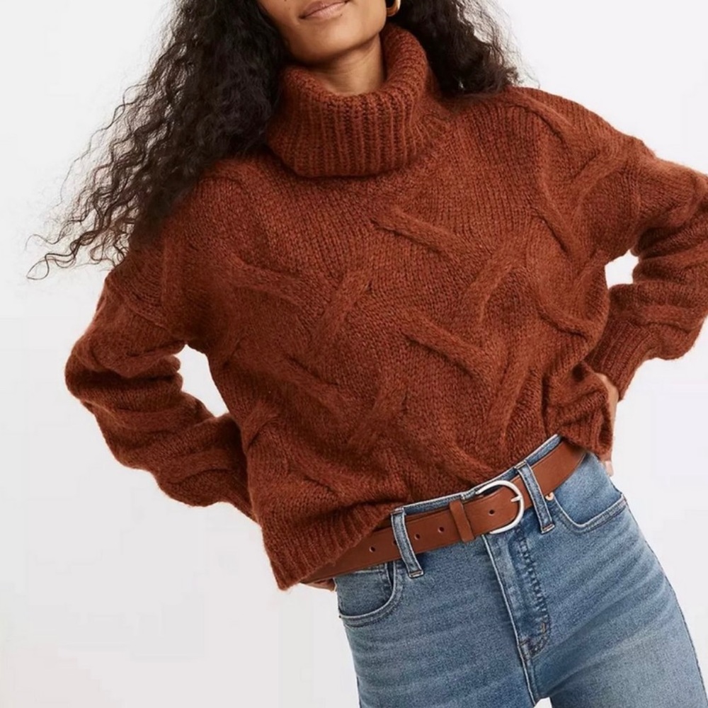 Madewell - Somervell Modern Cable Turtleneck Sweater - Medium